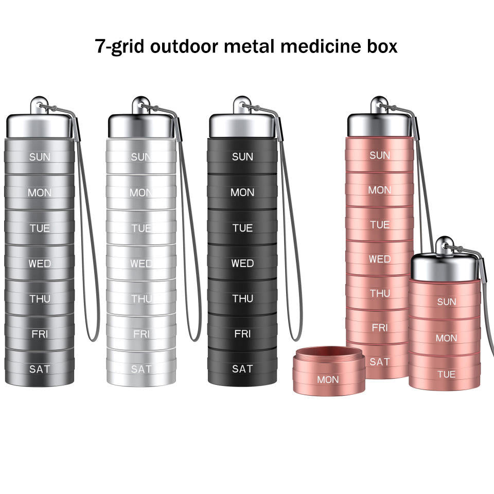 Premium Metal Weekly Pill Case 7 Compartments