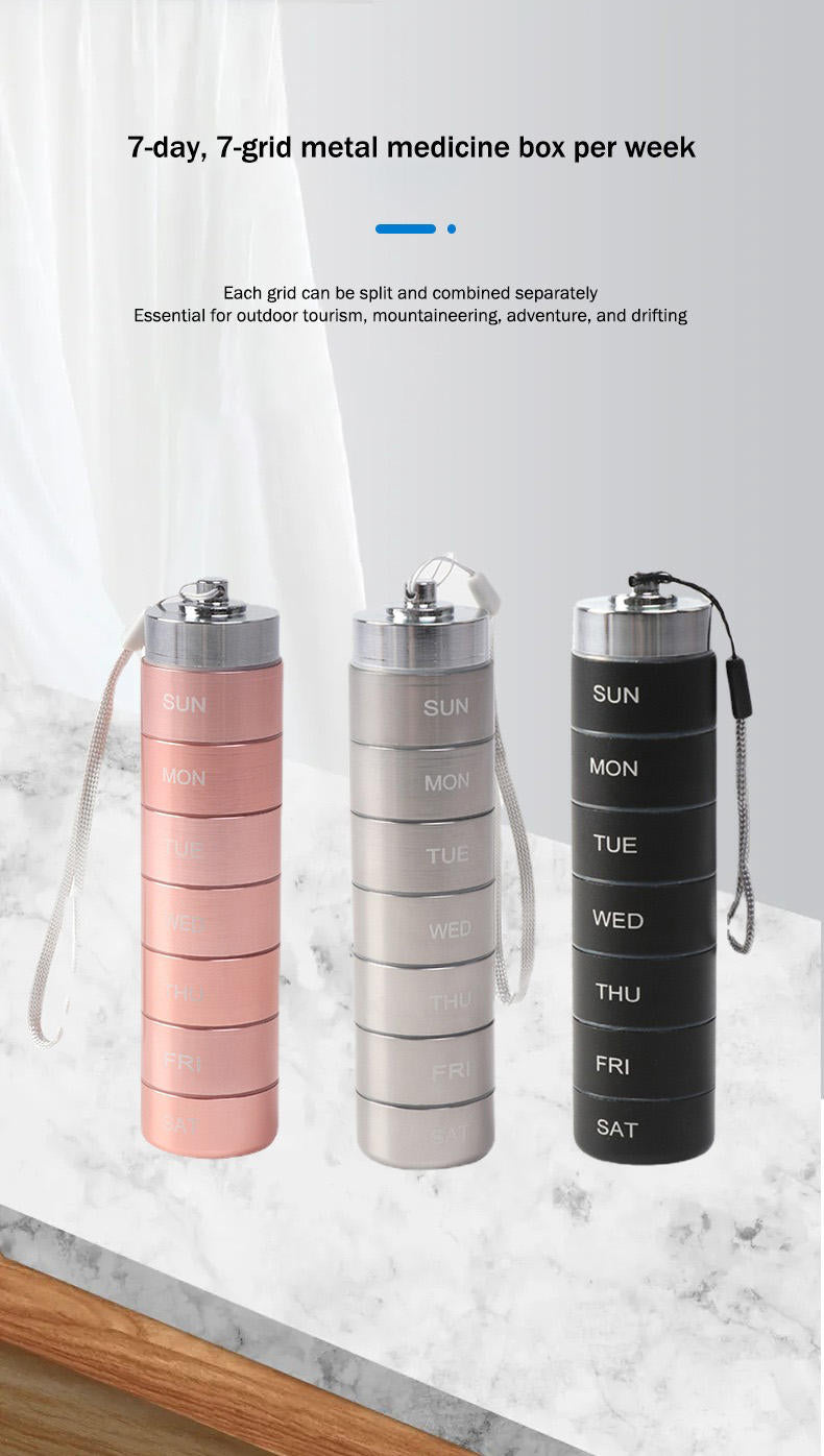Premium Metal Weekly Pill Case 7 Compartments